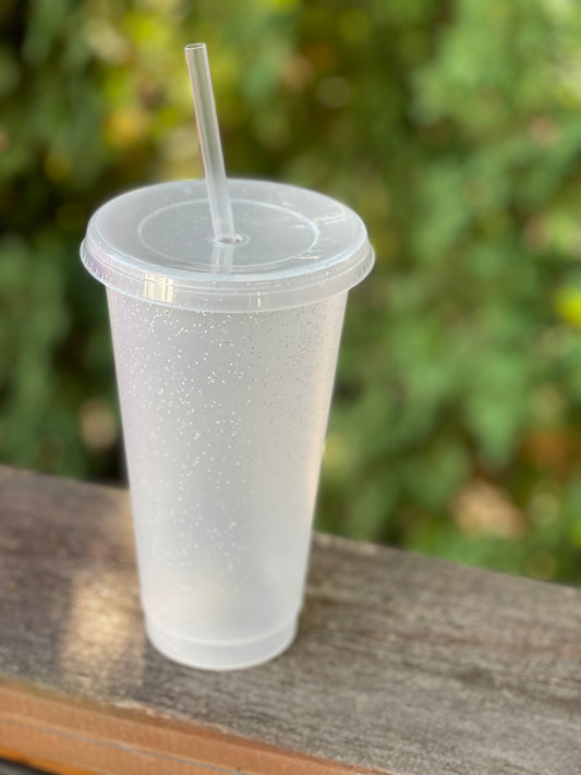 24oz Clear Sparkle Plastic cup (wrap only)